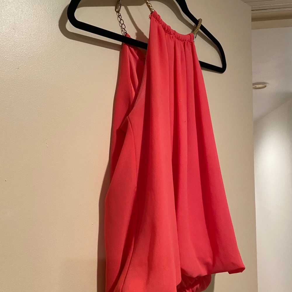 Gold Chain Neck Pink Top